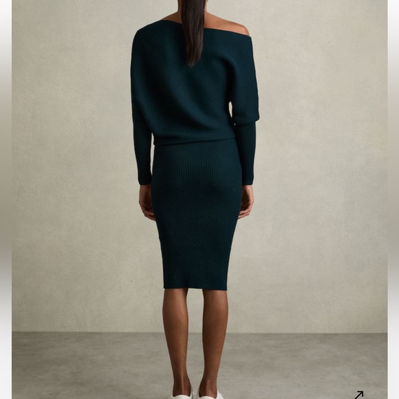 Reiss Lara off shoulder Teal dress - Picture 2 of 12